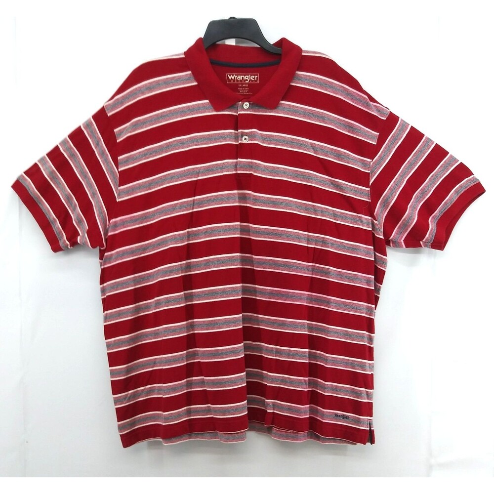 Wrangler Hero Polo Shirt Men Size 3XL Red Striped Collared Short Sleeve Top